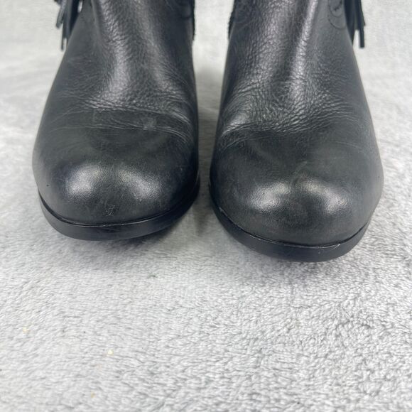 Sam Edelman Louie Womens US 8 M Bootie Black Fringe Leather Side Zip Ankle Boots - Picture 8 of 16